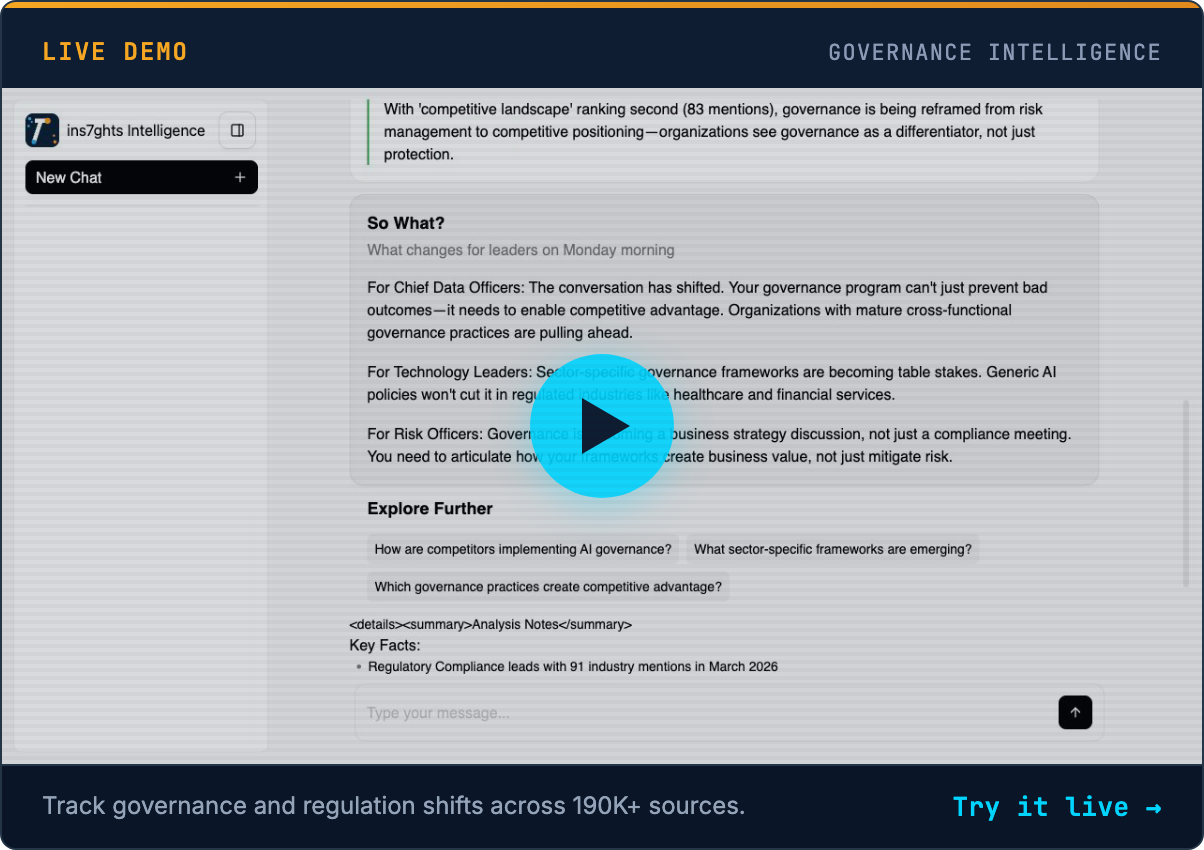 Live demo: Governance Intelligence